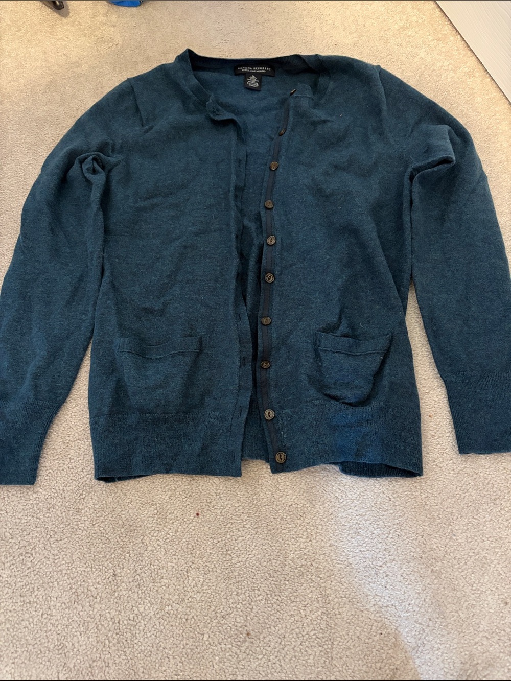 J. Crew Teal Button-Front Women's extra fine merino wool Cardigan